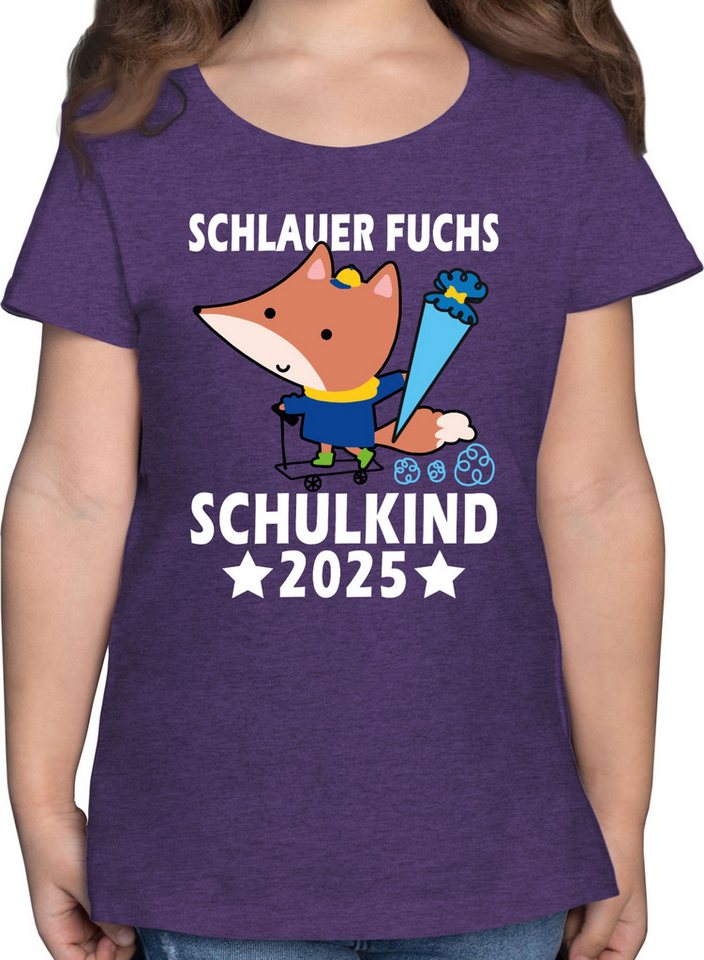 Shirtracer T-Shirt Schlauer Fuchs Schulkind 2025 Einschulung Mädchen von Shirtracer