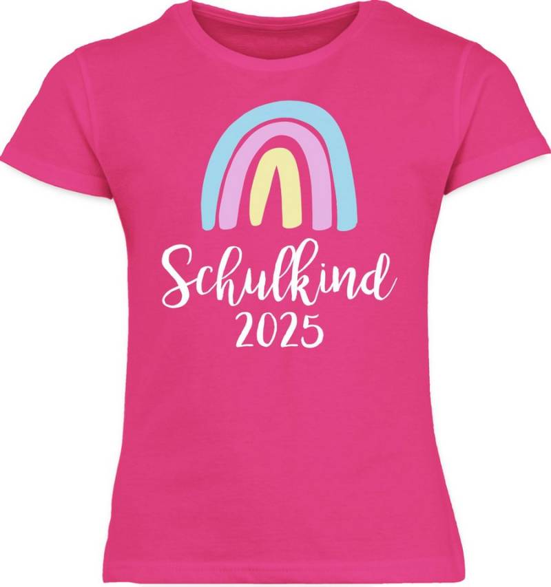 Shirtracer T-Shirt Schulkind 2025 Regenbogen Pastell / Weiß Einschulung Mädchen von Shirtracer