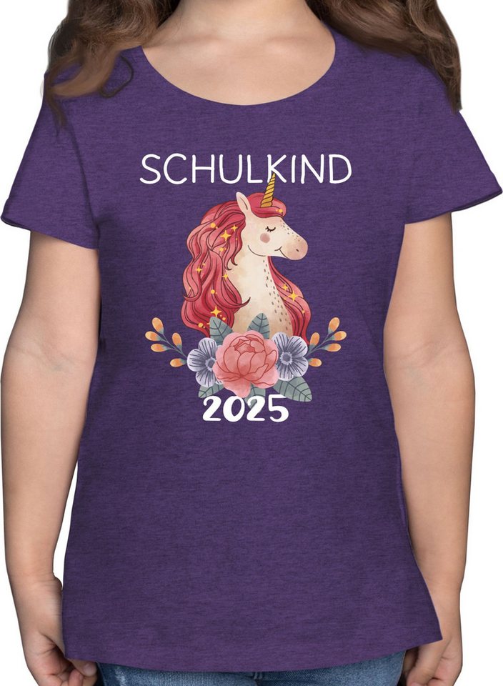 Shirtracer T-Shirt Schulkind 2025 mit Einhorn Einschulung Mädchen von Shirtracer