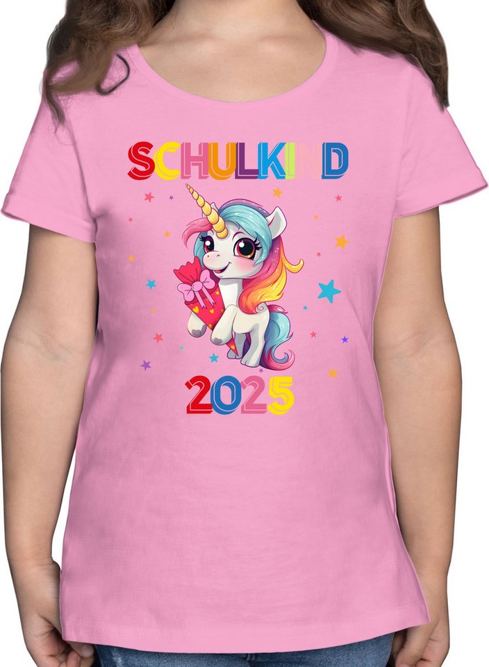 Shirtracer T-Shirt Schulkind 2025 Einhorn Unicorn Fabelwesen Einschulung Mädchen von Shirtracer