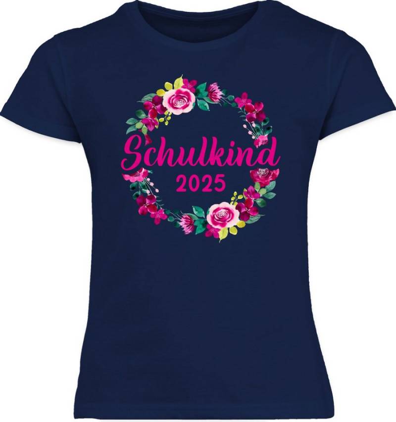 Shirtracer T-Shirt Schulkind 2025 Blumenkranz Einschulung Mädchen von Shirtracer