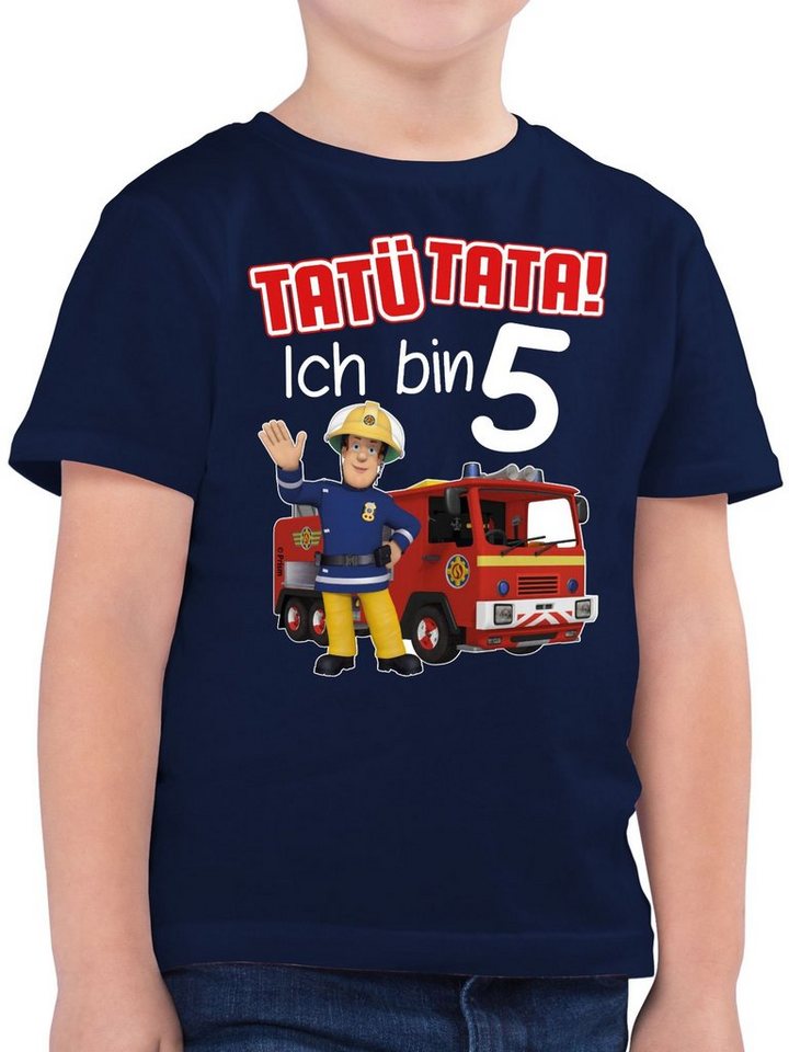 Shirtracer T-Shirt Tatü Tata! Ich bin 5 - rot (1-tlg) Feuerwehrmann Sam Jungen von Shirtracer