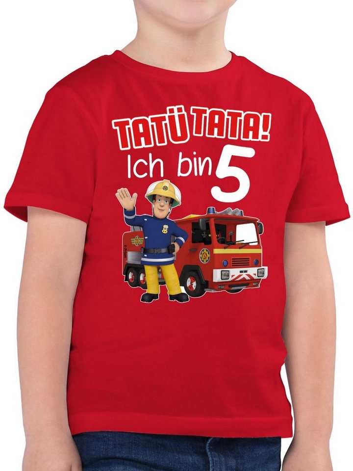 Shirtracer T-Shirt Tatü Tata! Ich bin 5 - rot (1-tlg) Feuerwehrmann Sam Jungen von Shirtracer