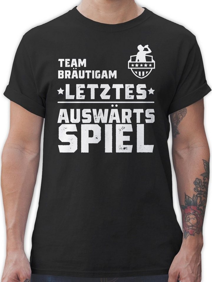 Shirtracer T-Shirt Team Bräutigam Letztes Auswärtsspiel JGA Auswärtstour I Junggesellenab JGA Männer von Shirtracer