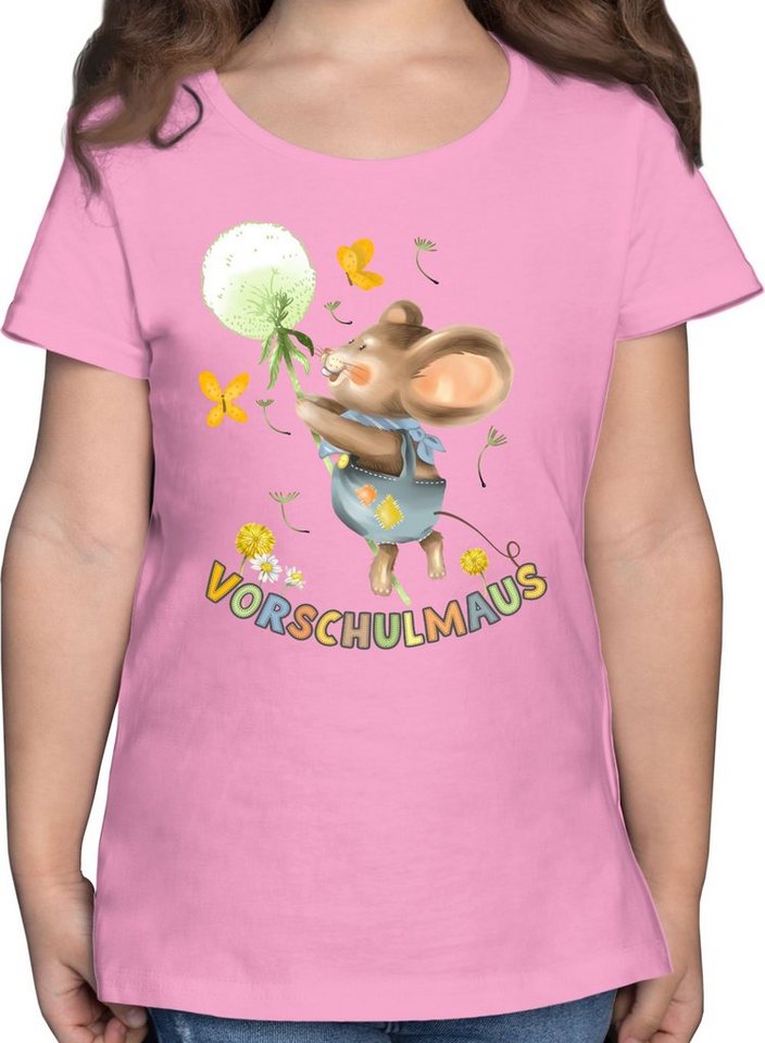 Shirtracer T-Shirt Vorschulmaus - Maus mit Pusteblume Einschulung Mädchen Shirtracer T-Shirt Vorschulmaus - Maus mit Pusteblume Einschulung Mädchen von Shirtracer