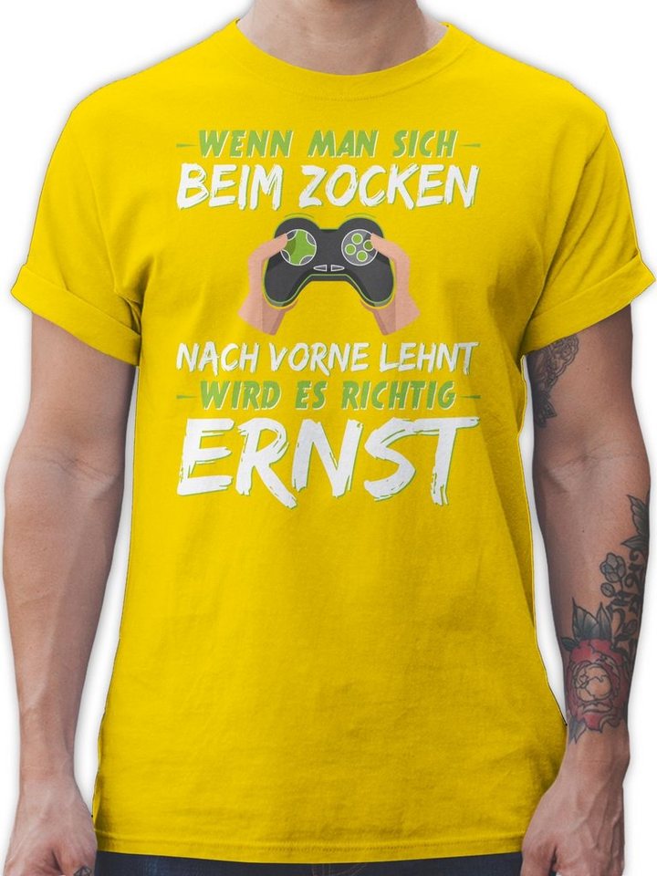 Shirtracer T-Shirt Wenn man sich beim zocken nach vorne lehnt grün Nerd Geschenke von Shirtracer
