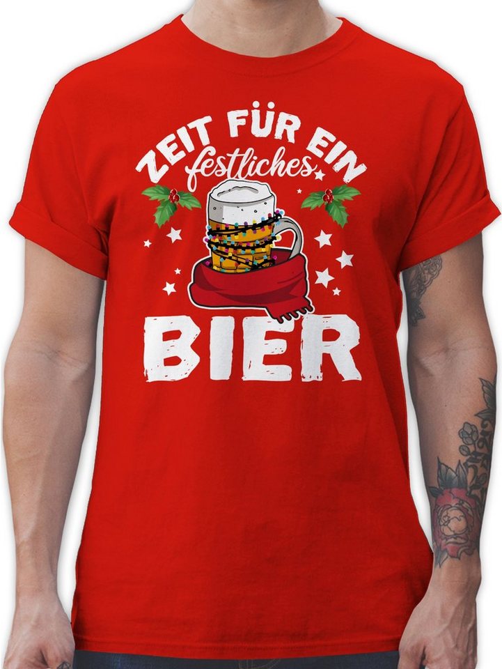 Shirtracer T-Shirt Zeit für ein festliches Bier Weihachten Kleidung von Shirtracer