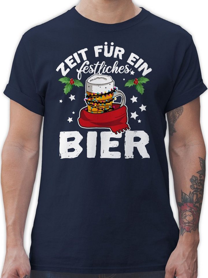 Shirtracer T-Shirt Zeit für ein festliches Bier Weihachten Kleidung von Shirtracer