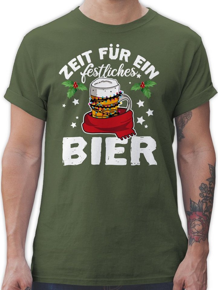 Shirtracer T-Shirt Zeit für ein festliches Bier Weihachten Kleidung von Shirtracer