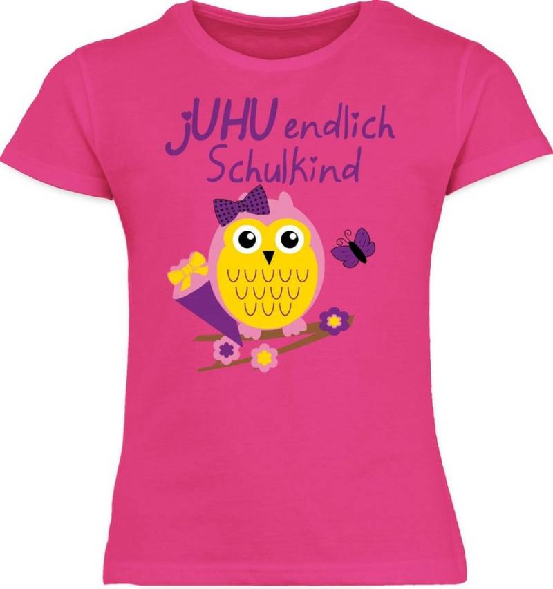 Shirtracer T-Shirt jUHU endlich Schulkind Eule Schultüte Einschulung Mädchen von Shirtracer