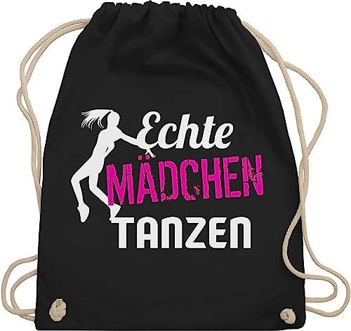 Turnbeutel Rucksack - Geschenk - Echte Mädchen tanzen - Tänzerin - Unisize - Schwarz - sportbeutel kinderturnbeutel sport echt beutel tanz dance maedchen beutelrucksäcke tanzsport stoffbeutel von Shirtracer