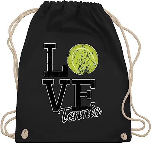 Turnbeutel Rucksack - Tennisspieler Geschenk - Love Tennis - Unisize - Schwarz - juterucksäcke für tennistaschen sport sportbeutel tennisrucksack kinder geschenke stoffrucksack turnsackerl tasche von Shirtracer