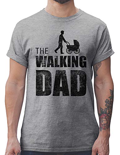 Shirtracer The Walking Dad Herren T-Shirt Geschenke Männer Weihnachten Geschenk für Eltern Geschenke Weihnachten zur Geburt Paare (L, Grau Meliert) von Shirtracer
