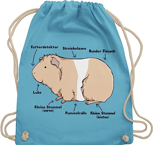 Turnbeutel Rucksack - Tiere Meerschweinchen Hase & Co. - Meerschwein Anatomie - Unisize - Hellblau - animal guinea pig beutel baumwolle kinderrucksack tier meerschweine juterucksack tiermotiv von Shirtracer