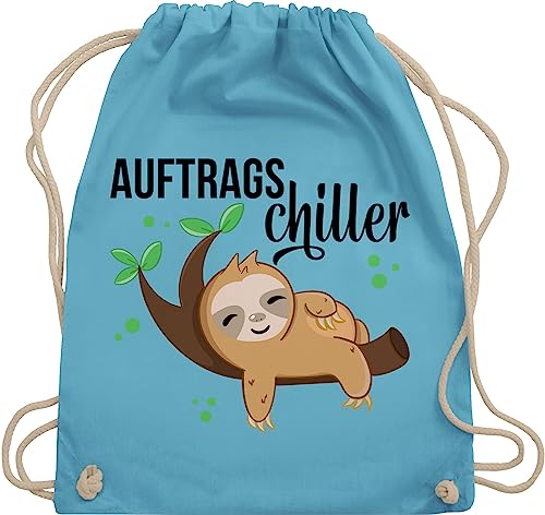 Turnbeutel Rucksack - Tiermotiv Animal Print - Auftragschiller mit Faultier schwarz - Unisize - Hellblau - tieren stoffbeutel tiermotiven baumwollrucksack beutel kordelzug sportbeutel bags taschen von Shirtracer