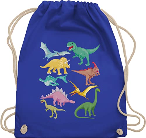 Turnbeutel Rucksack - Tiermotiv Animal Print - Dinos - Unisize - Royalblau - beutel tiermotive kinder stoffbeutel tier stoffturnbeutel tiere trainingsbeutel tieren sportsack sportbeutel bag von Shirtracer