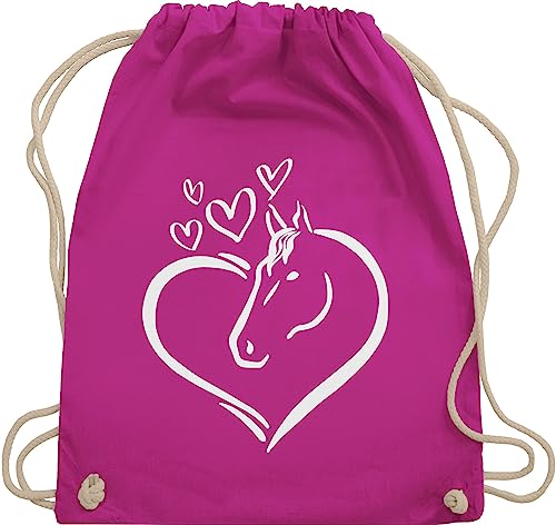 Turnbeutel Rucksack - Pferde - Taschen - Pferdeportrait - Unisize - Fuchsia - geschenke stalltasche pferd pferdeliebhaber horses juterucksack pferdebeutel reiten tiermotiv beutel pferderucksäcke von Shirtracer