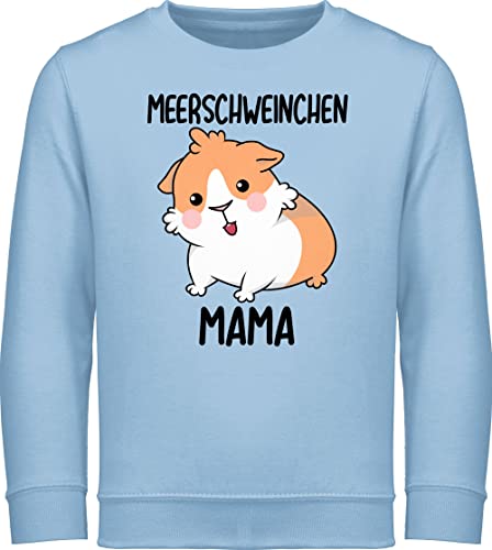 Sweatshirt Kinder Pullover für Jungen Mädchen - Tiermotiv Animal Print - Meerschweinchen Mama - 128 (7/8 Jahre) - Hellblau - pulover tiermotive fun-sweatshirts animals pulli tiere meerschwein von Shirtracer