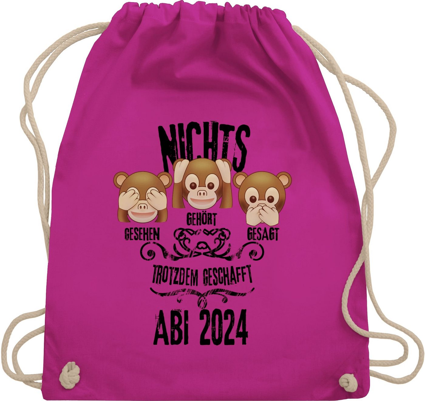 Shirtracer Turnbeutel 3 Affen Emoticon ABI 2024, Abitur & Abschluss 2024 Geschenk von Shirtracer