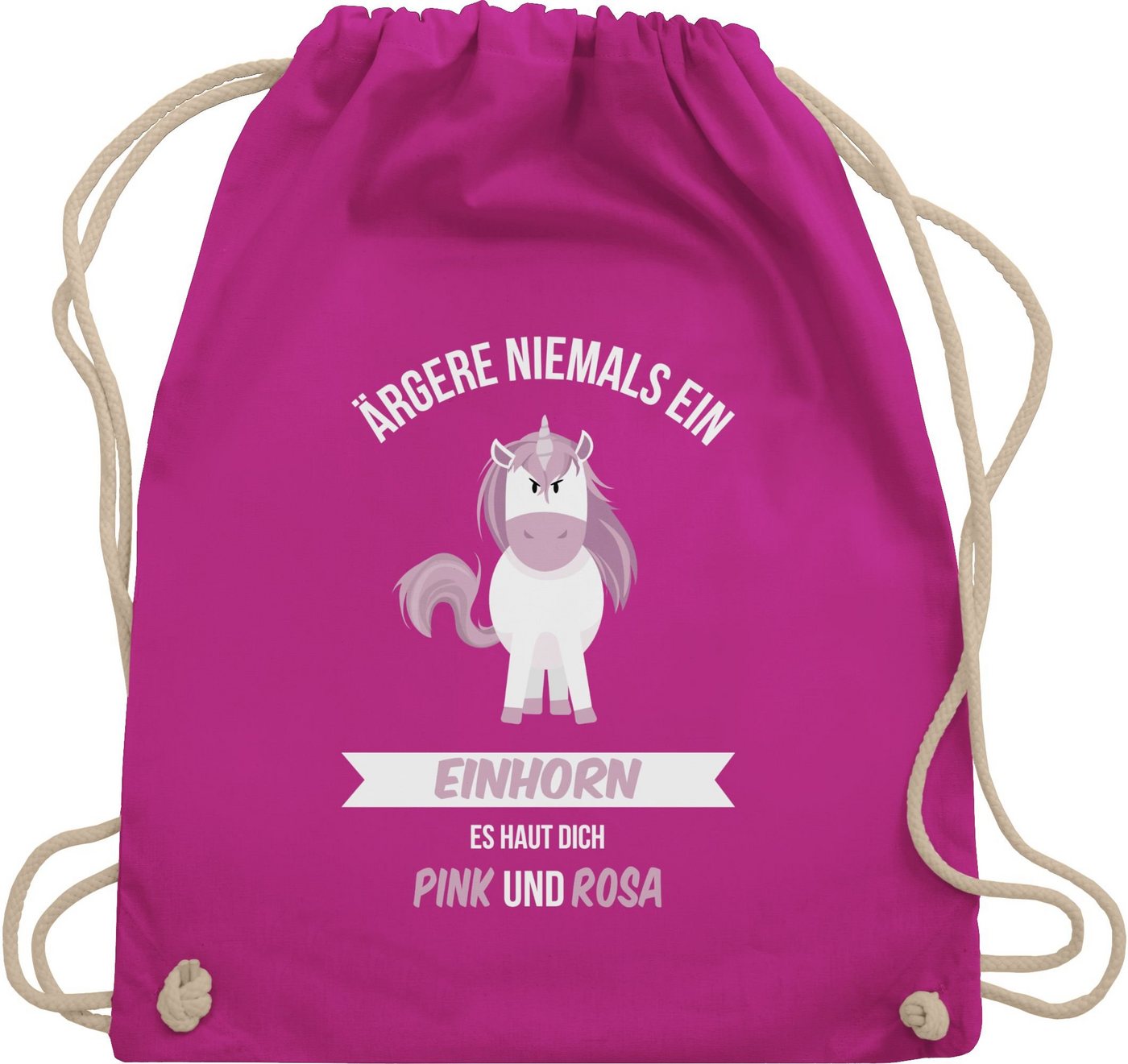 Shirtracer Turnbeutel Ärgere niemals ein Einhorn es haut dich Pink und Rosa, Einhorn Geschenk von Shirtracer