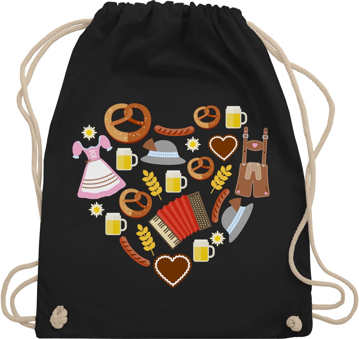 Shirtracer Turnbeutel Bayrisches Herz, Mode für Oktoberfest Tasche von Shirtracer