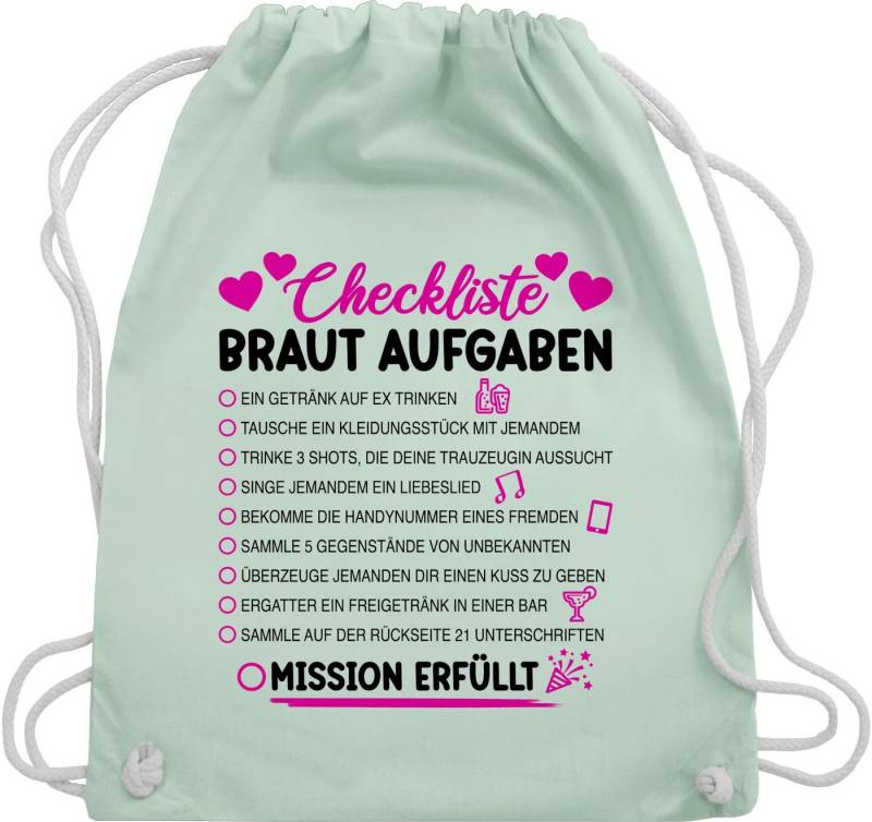 Shirtracer Turnbeutel Braut Aufgaben I Mutprobe Checkliste, JGA Junggesellenabschied Frauen von Shirtracer