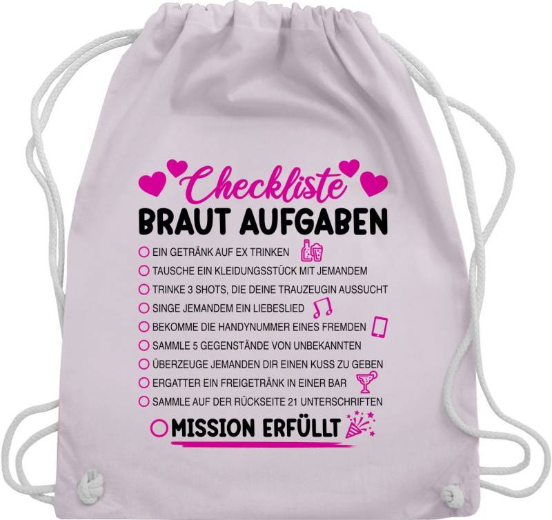 Shirtracer Turnbeutel Braut Aufgaben I Mutprobe Checkliste, JGA Junggesellenabschied Frauen von Shirtracer