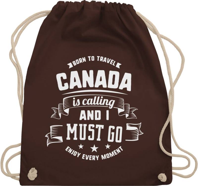 Shirtracer Turnbeutel Canada is calling and I must go Weiß, Länder Wappen von Shirtracer