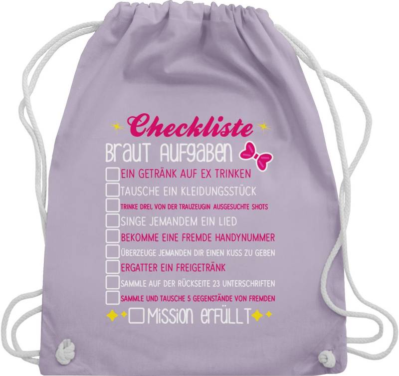 Shirtracer Turnbeutel Checkliste Braut Aufgaben - JGA To-do-Liste Bride, JGA Junggesellenabschied Frauen von Shirtracer