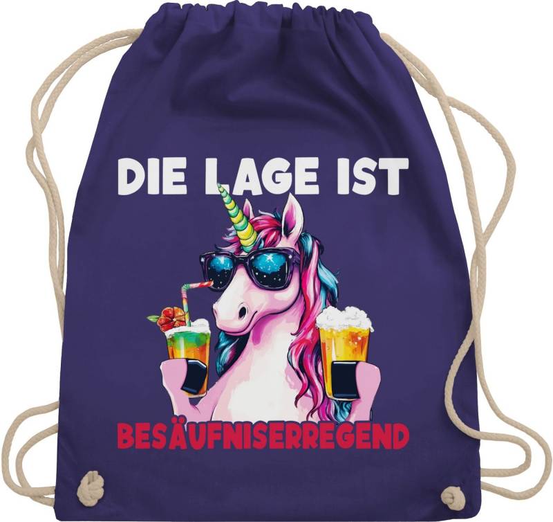 Shirtracer Turnbeutel Die Lage ist besäufniserregend Einhorn I Saufen Geschenk Saufi Saufi E, Party & Alkohol von Shirtracer