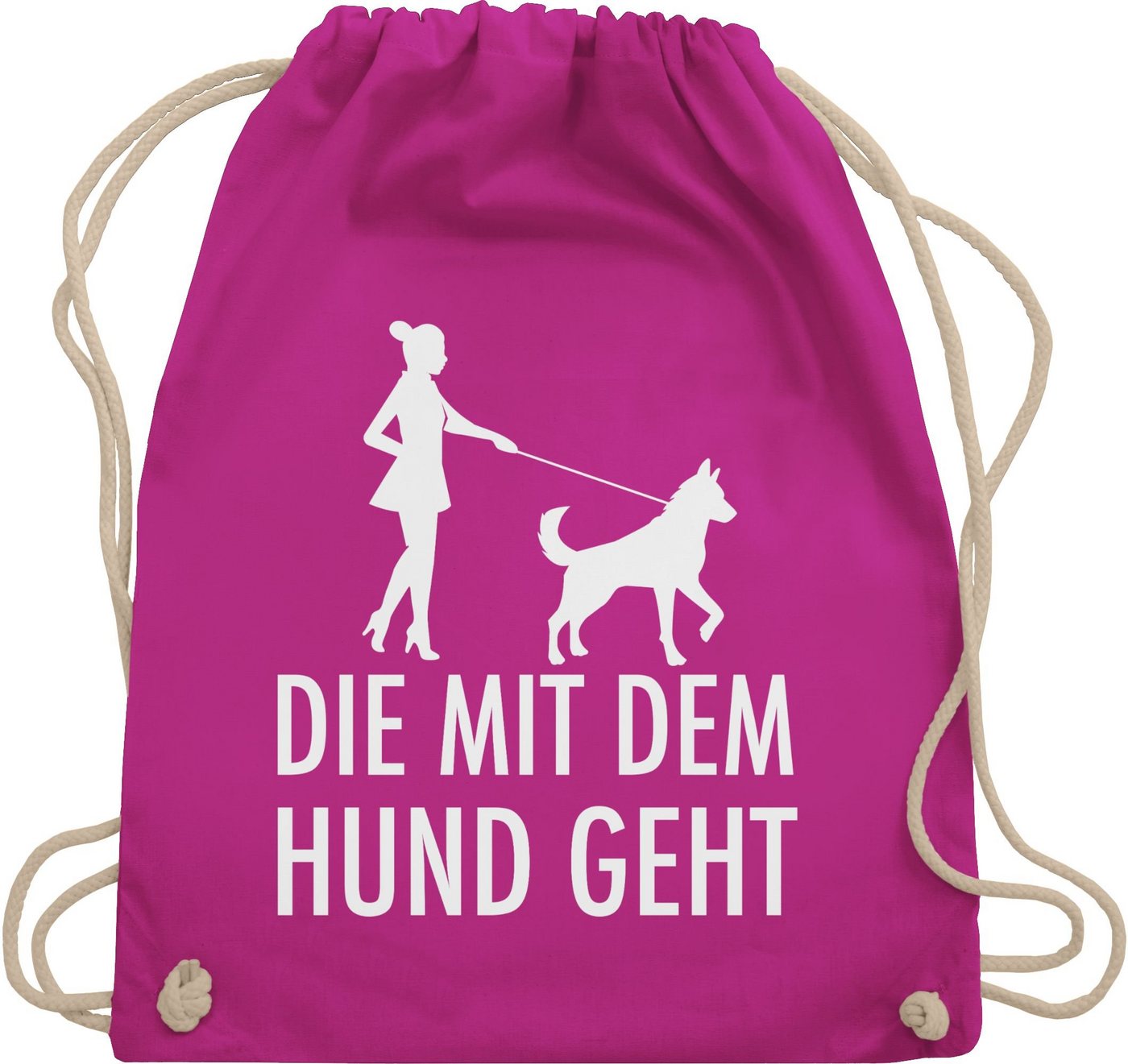 Shirtracer Turnbeutel Die mit dem Hund geht - weiß, Geschenk für Hundebesitzer von Shirtracer