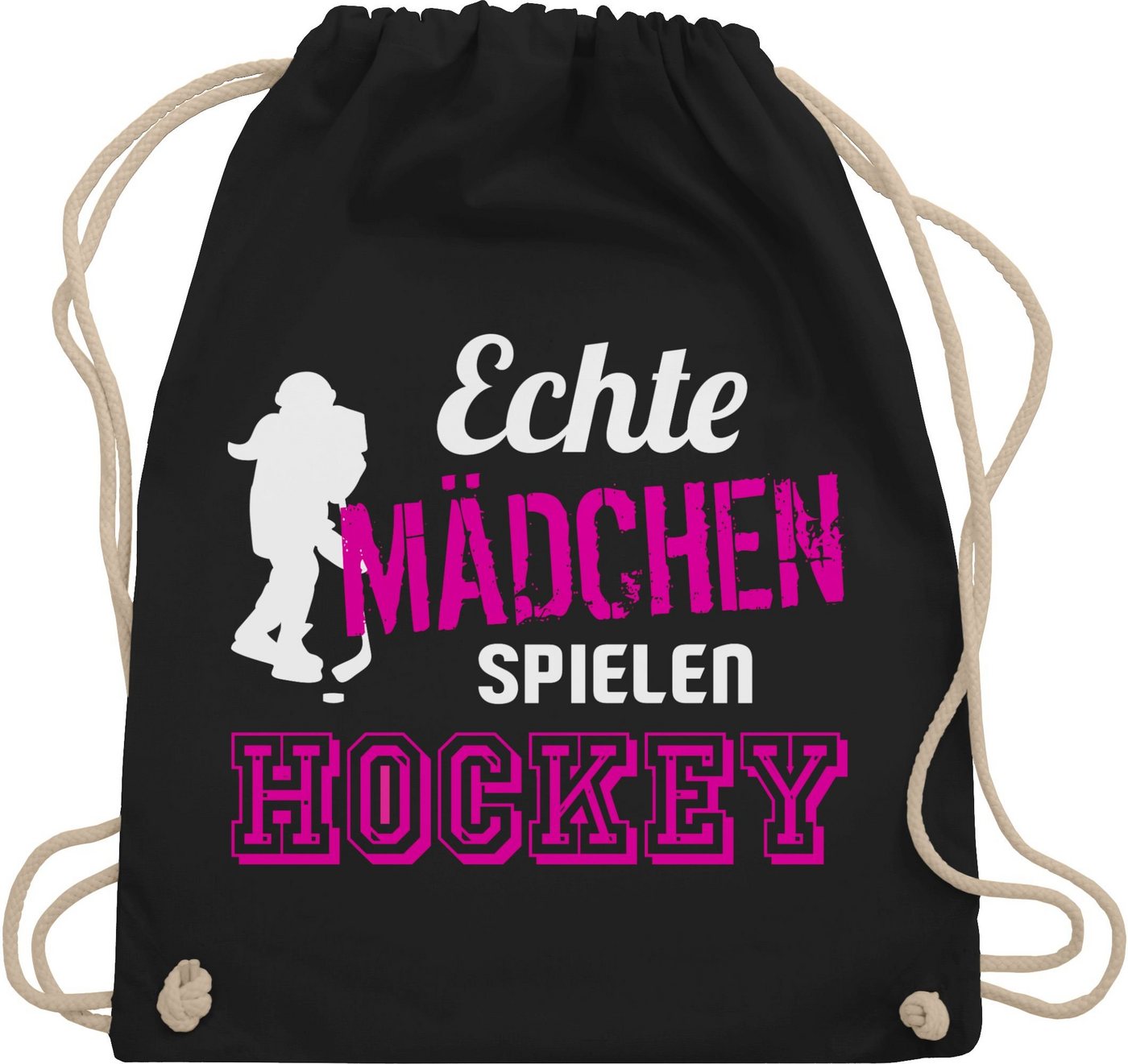 Shirtracer Turnbeutel Echte Mädchen spielen Hockey, Eishockey von Shirtracer