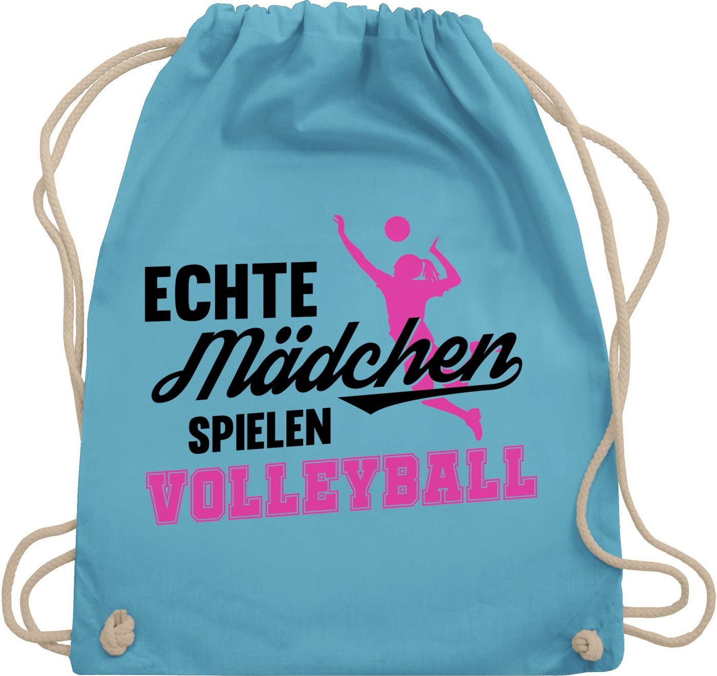 Shirtracer Turnbeutel Echte Mädchen spielen Volleyball schwarz / fuchsia, Volleyball Geschenke von Shirtracer