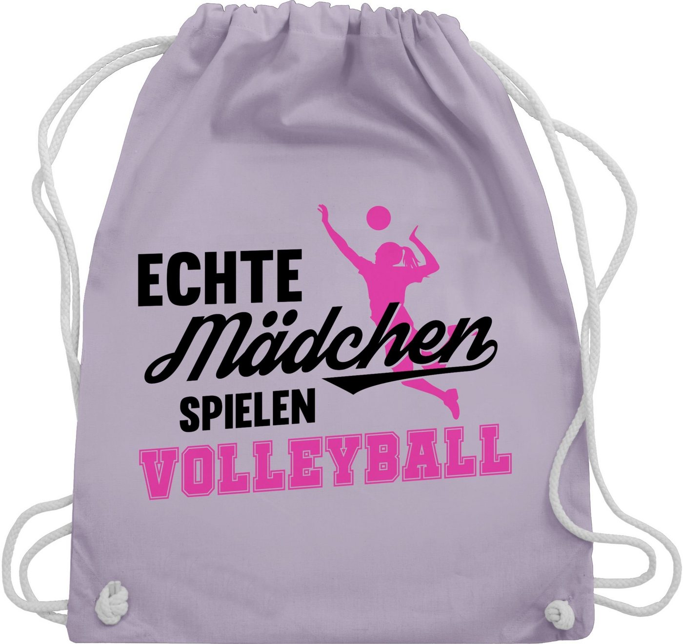 Shirtracer Turnbeutel Echte Mädchen spielen Volleyball schwarz / fuchsia, Volleyball Geschenke von Shirtracer