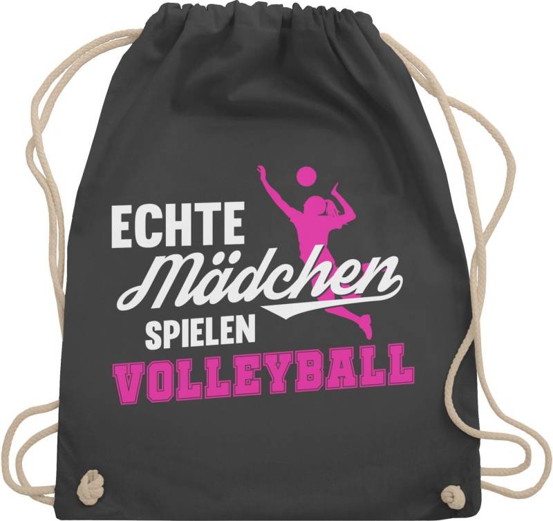 Shirtracer Turnbeutel Echte Mädchen spielen Volleyball weiß / fuchsia, Volleyball Geschenke von Shirtracer