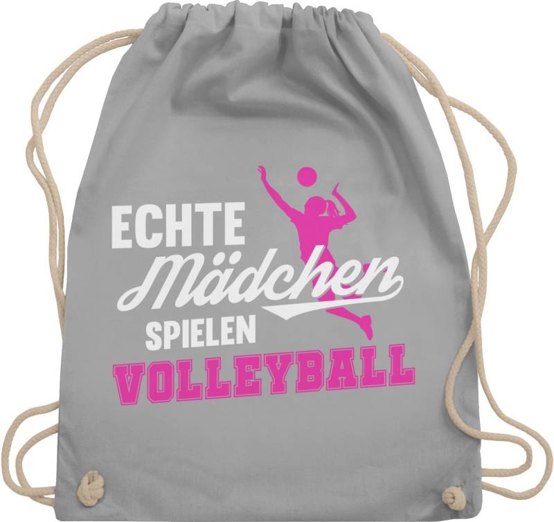 Shirtracer Turnbeutel Echte Mädchen spielen Volleyball weiß / fuchsia, Volleyball Geschenke von Shirtracer