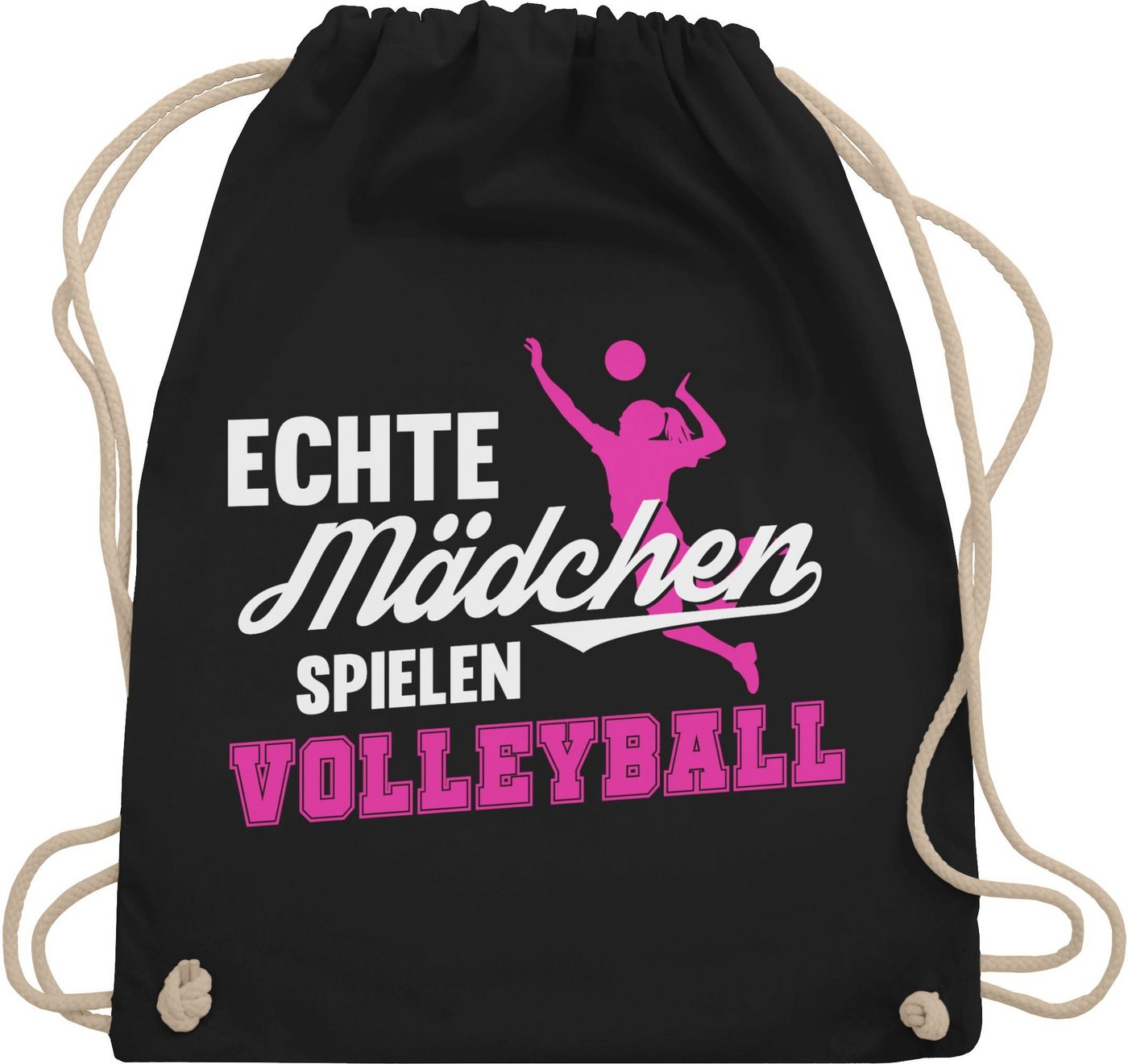 Shirtracer Turnbeutel Echte Mädchen spielen Volleyball weiß / fuchsia, Volleyball Geschenke von Shirtracer