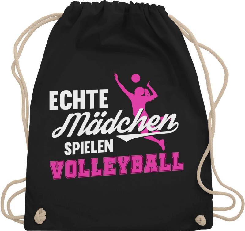 Shirtracer Turnbeutel Echte Mädchen spielen Volleyball weiß / fuchsia, Volleyball Geschenke von Shirtracer