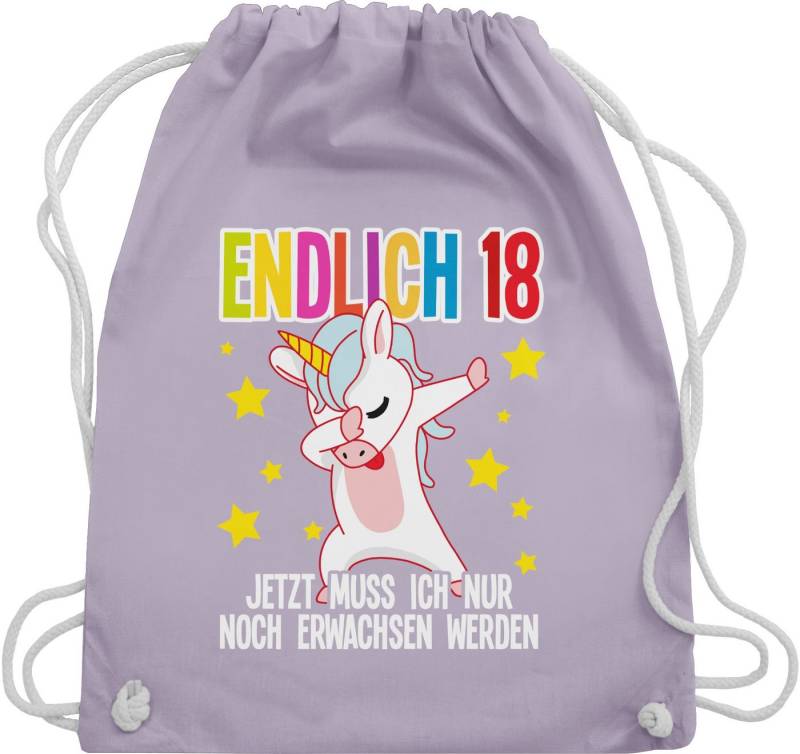Shirtracer Turnbeutel Endlich Achtzehn nur noch erwachsen werden Einhorn Dab, 18. Geburtstag von Shirtracer