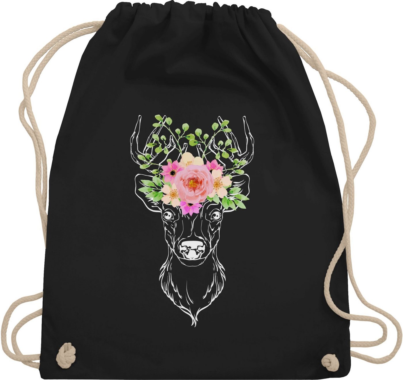 Shirtracer Turnbeutel Hirsch Blumengeweih Hirschgeweih Geweih, Mode für Oktoberfest Tasche von Shirtracer