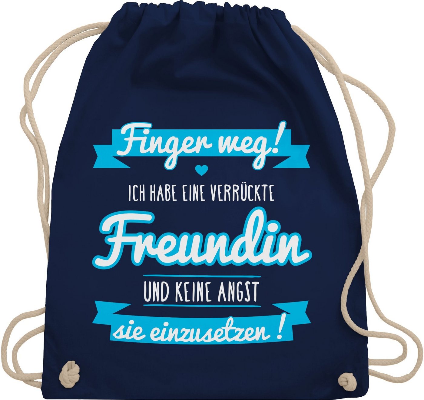 Shirtracer Turnbeutel Ich habe eine verrückte Freundin blau, Statement Sprüche Kinder von Shirtracer