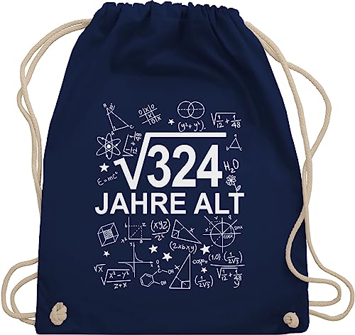 Turnbeutel Rucksack - 18. Geburtstag - (Wurzel 324) Achtzehn Jahre alt weiß - Unisize - Navy Blau - eighteen (18) turn beutel geschenke für mädchen 18 zum nerd wurzel aus 324 juterucksack alles von Shirtracer