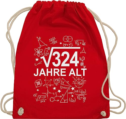 Shirtracer Turnbeutel Rucksack - 18. Geburtstag - (Wurzel 324) Achtzehn Jahre alt weiß - Unisize - Rot - stoffbeutel geschenk für 18 jähriges mädchen zum gamer wurzel 324 beutel geschenke junge geek von Shirtracer