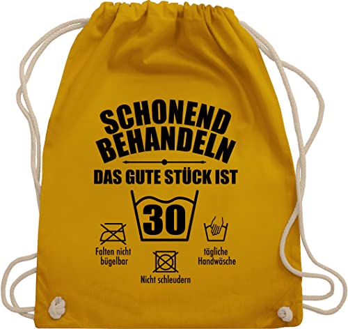 Shirtracer Turnbeutel Rucksack - 30. Geburtstag - Schonend behandeln das gute Stück ist dreißig - Unisize - Senfgelb - lustige geschenke zum 30 30.geburtstag 30th birthday jetzt beutel 30sten 30iger von Shirtracer