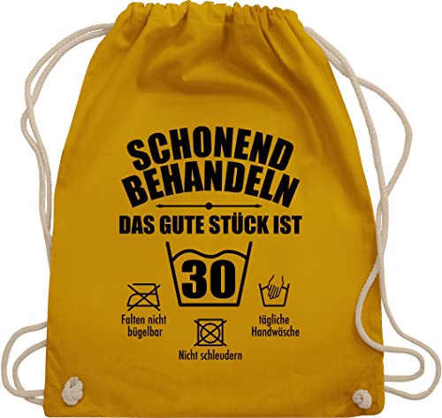 Shirtracer Turnbeutel Rucksack - 30. Geburtstag - Schonend behandeln das gute Stück ist dreißig - Unisize - Senfgelb - sport beutel für 30 beutelrucksack geschenke+zum+30er stoffrucksäcke dreißigster von Shirtracer