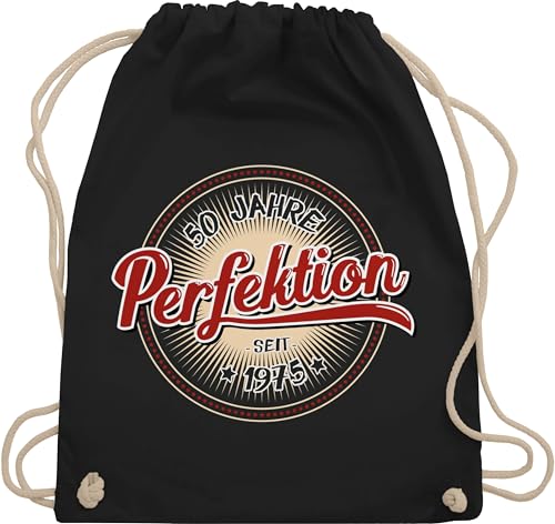 Shirtracer Turnbeutel Rucksack - 50. Geburtstag - Fünfzig Jahre Perfektion 1975 I - Unisize - Schwarz - geburtstagsgeschenke zum 50 mann geschenktasche 50.geburtstag 50- beutel geschenk für frau von Shirtracer