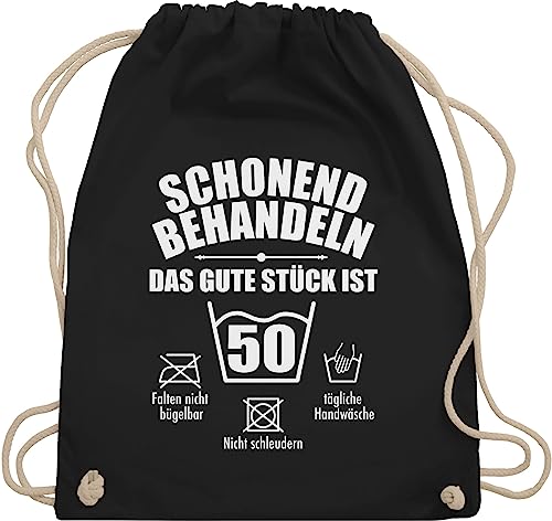 Turnbeutel Rucksack - 50. Geburtstag - Schonend behandeln 50 - Unisize - Schwarz - geschenk zum fünfzigsten geschenktasche 50.geburtstag beutel geschenkidee für frauen ab geburtstagsgeschenk 50er von Shirtracer