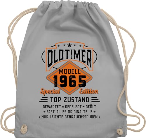 Turnbeutel Rucksack - 60. Geburtstag - Oldtimer Modell 1965 - schwarz - Unisize - Hellgrau - 60 jahre juterucksäcke 60.geburtstag alles gute zum beutelrucksäcke 60-geburtstag stoffturnbeutel von Shirtracer