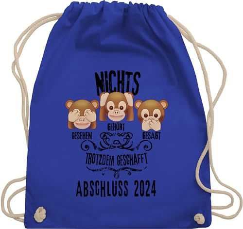 Turnbeutel Rucksack - Abi Abitur & - 3 Affen Emoticons ABSCHLUSS 2024 - Unisize - Royalblau - geschenk zur bestanden realschule schulabschluss 10 klasse abschlussklasse schüler beuteltasche stoff von Shirtracer