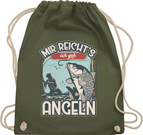 Shirtracer Turnbeutel Rucksack - Angler Geschenke & Zubehör - Mir reicht's ich geh angeln - Unisize - Olivgrün - angel sport beutel baumwolle angelsport bag fischen baumwollrucksack angelmotiv von Shirtracer